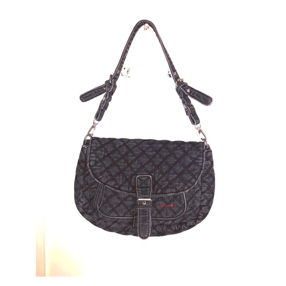 French Connection black jean quilted shoulder bag - Picture 1 of 4